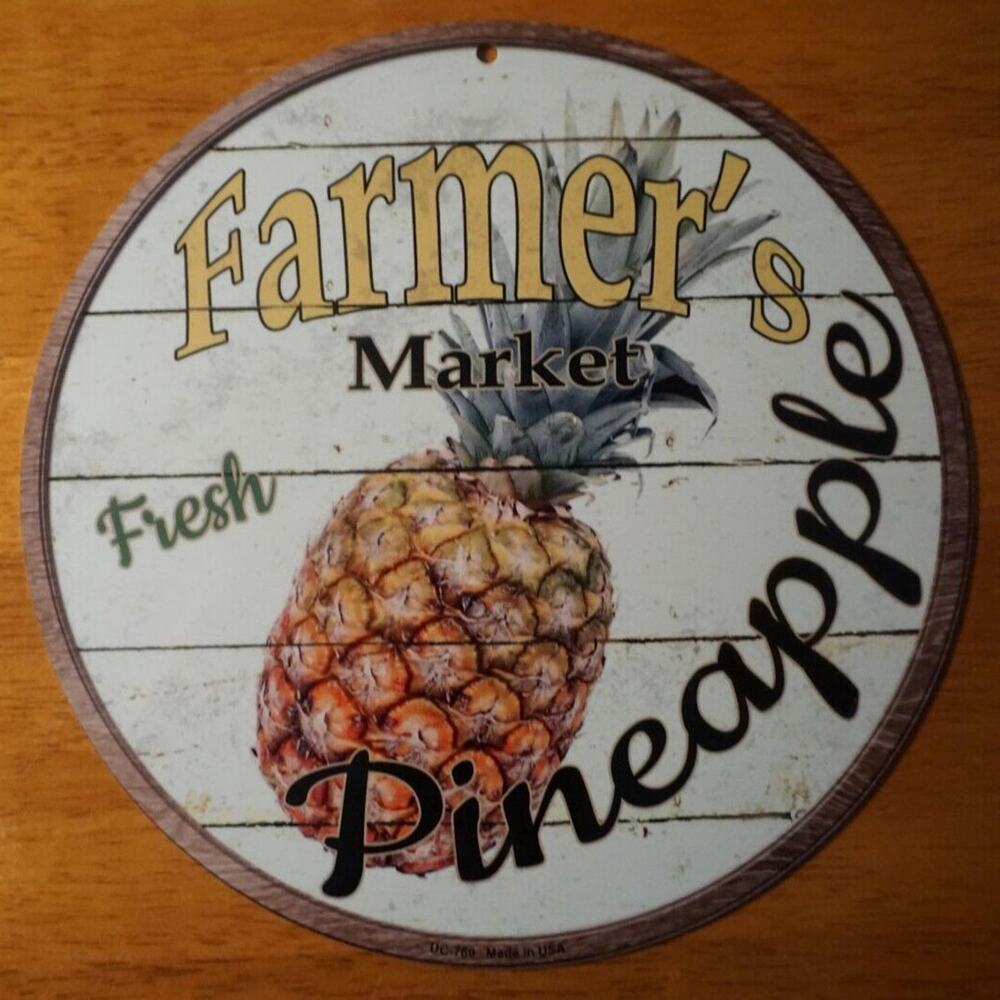 Hawaiian Pineapple Hawaii Farmer Market Sign Tiki Bar Luau Beach Home Decor NEW